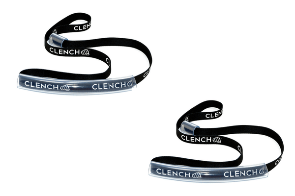 Clench Fitness promotional graphic with minimalist design elements