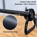 Textured carbon fiber shaft of the Clench Carbon Pro Bar, 1.18 inch diameter
