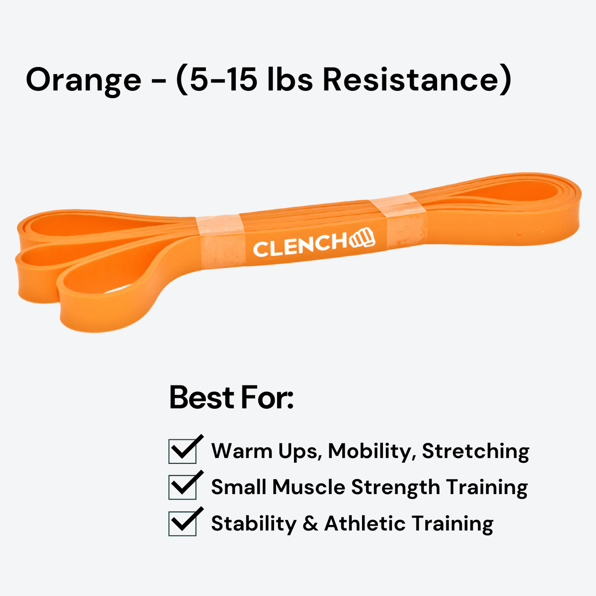 41- Inch Loop Resistance Bands Clench Fitness Select Your Band: ORANGE - (5-15 lb)