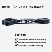 41- Inch Loop Resistance Bands Clench Fitness Select Your Band: BLACK - (35-75 lb)