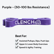 41- Inch Loop Resistance Bands Clench Fitness Select Your Band: PURPLE - (50-100 lb)