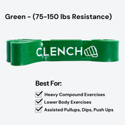 41- Inch Loop Resistance Bands Clench Fitness Select Your Band: GREEN - (75-150 lb)