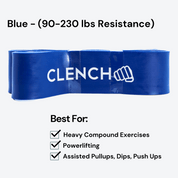 41- Inch Loop Resistance Bands Clench Fitness Select Your Band: BLUE - (90-230 lb)