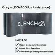 41- Inch Loop Resistance Bands Clench Fitness Select Your Band: GREY - (150-400 lb)
