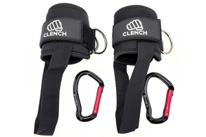 Ankle straps and carabiners on white background, perfect for promoting fitness accessories